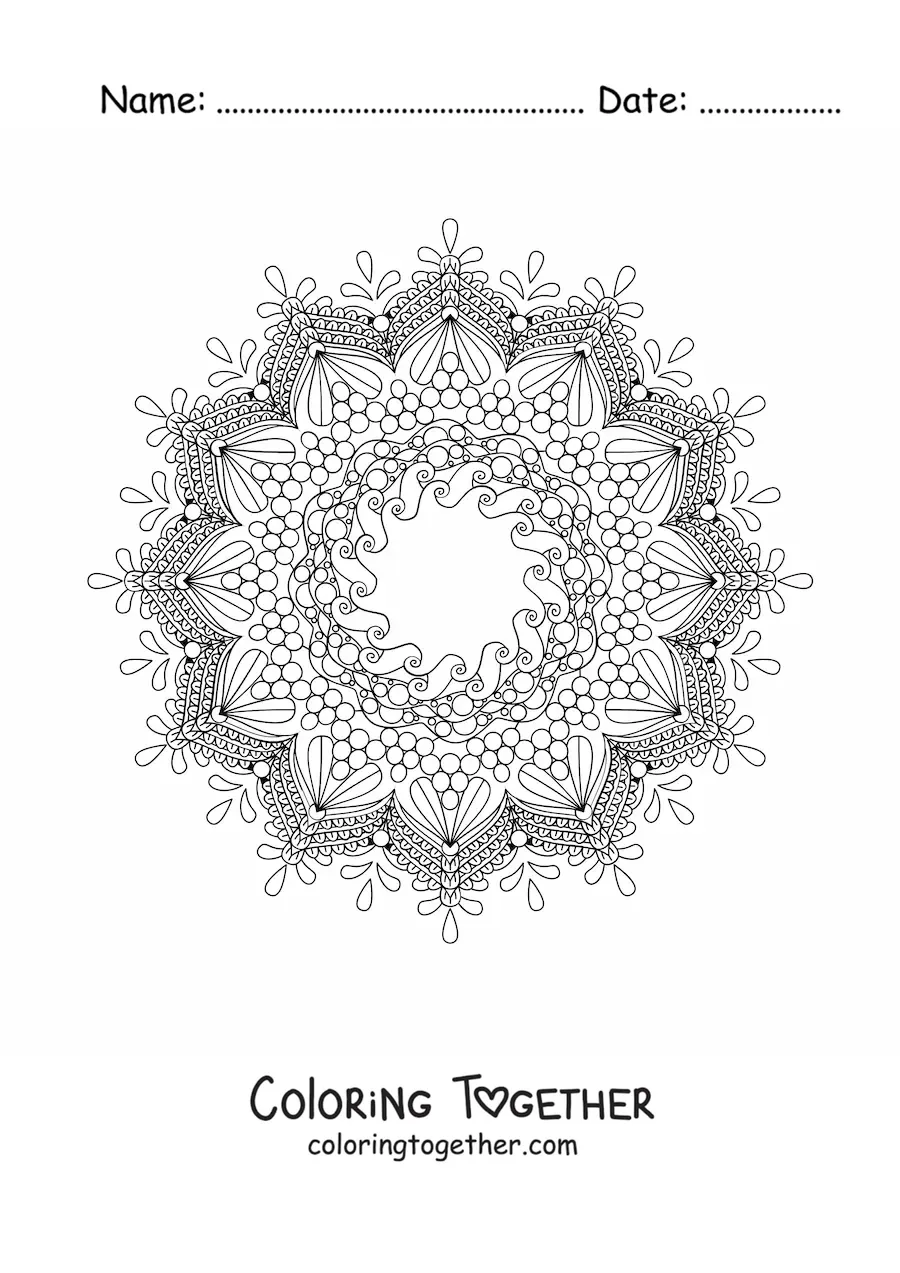 Coloring page of a hard mandala