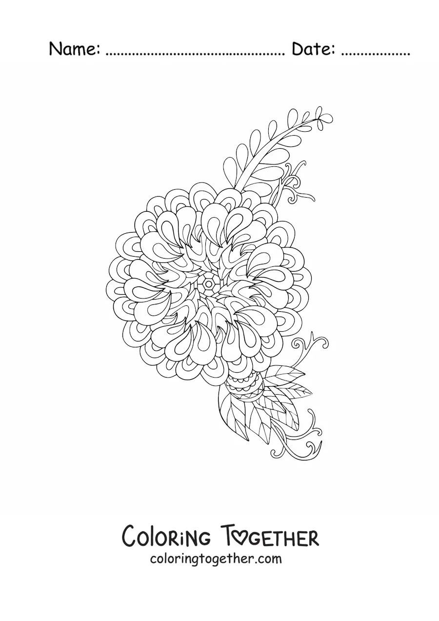 Coloring page of a mandala flower