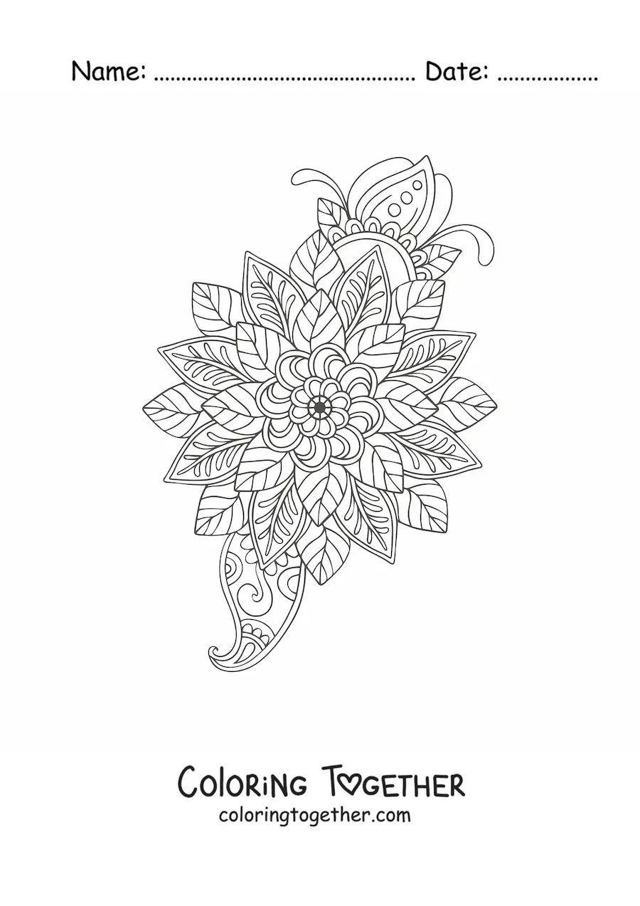 Coloring page of a mandala flower