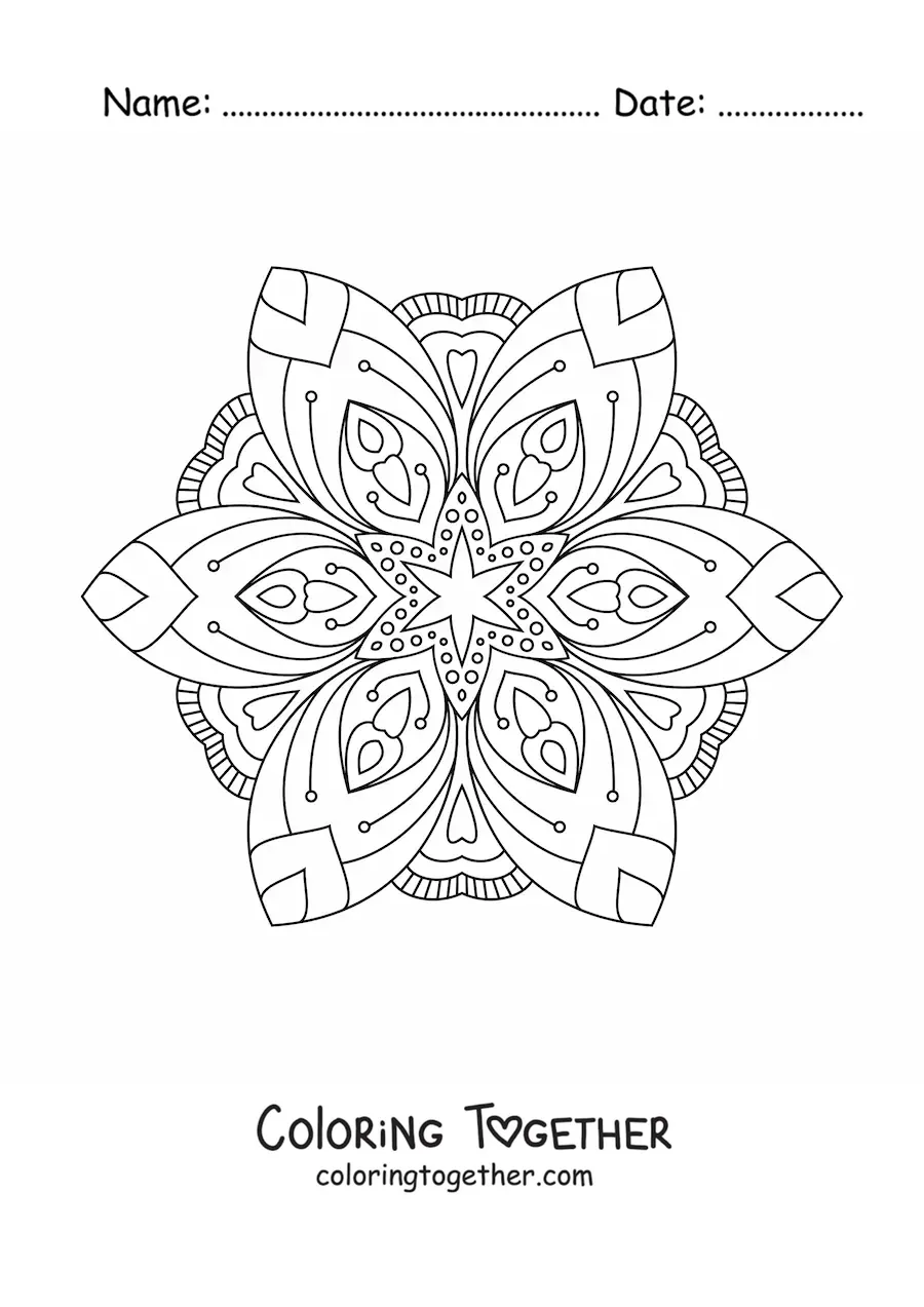 Coloring page of a floral mandala