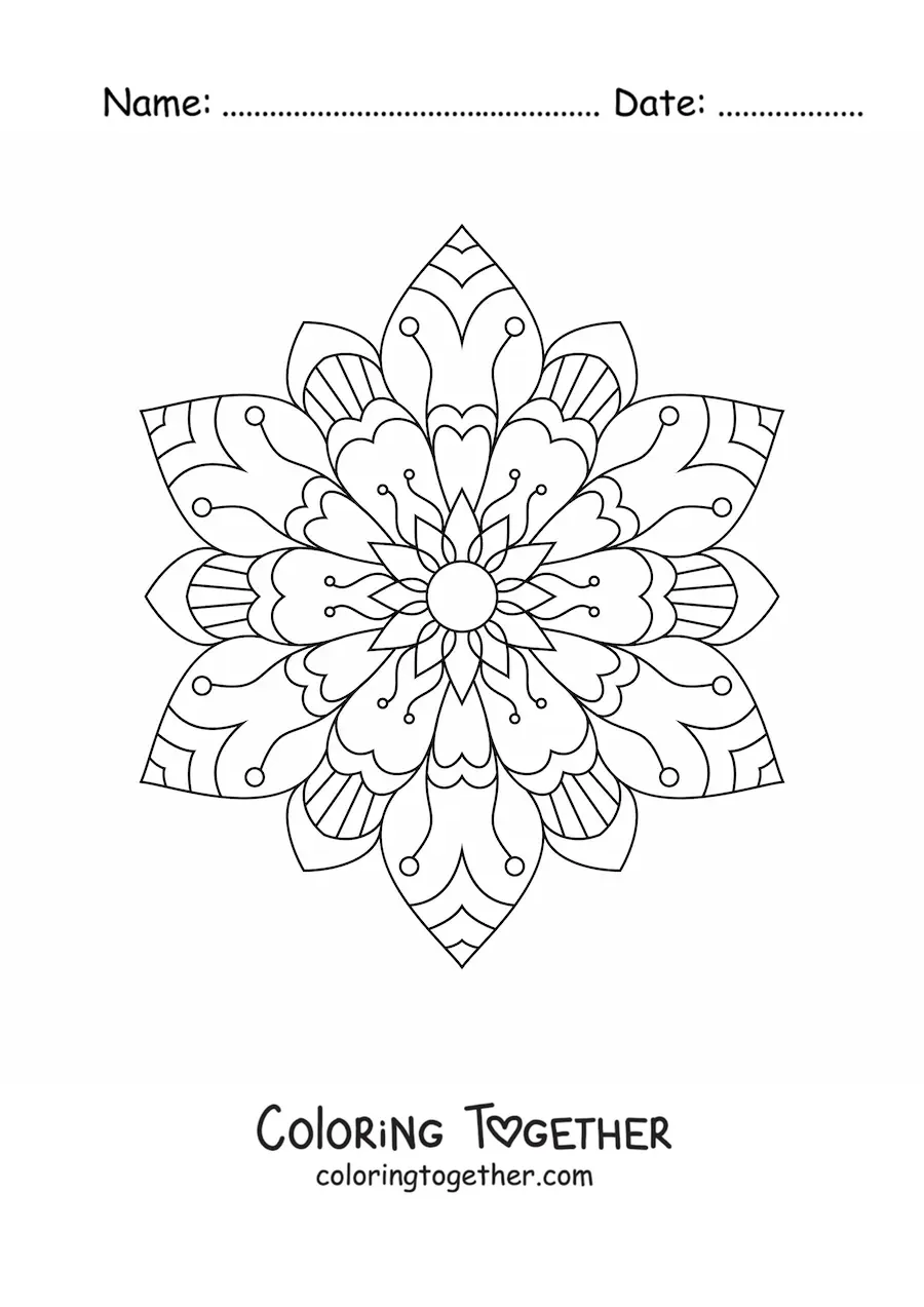 Coloring page of a floral mandala