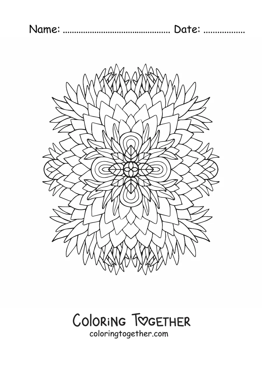 Coloring page of a floral mandala