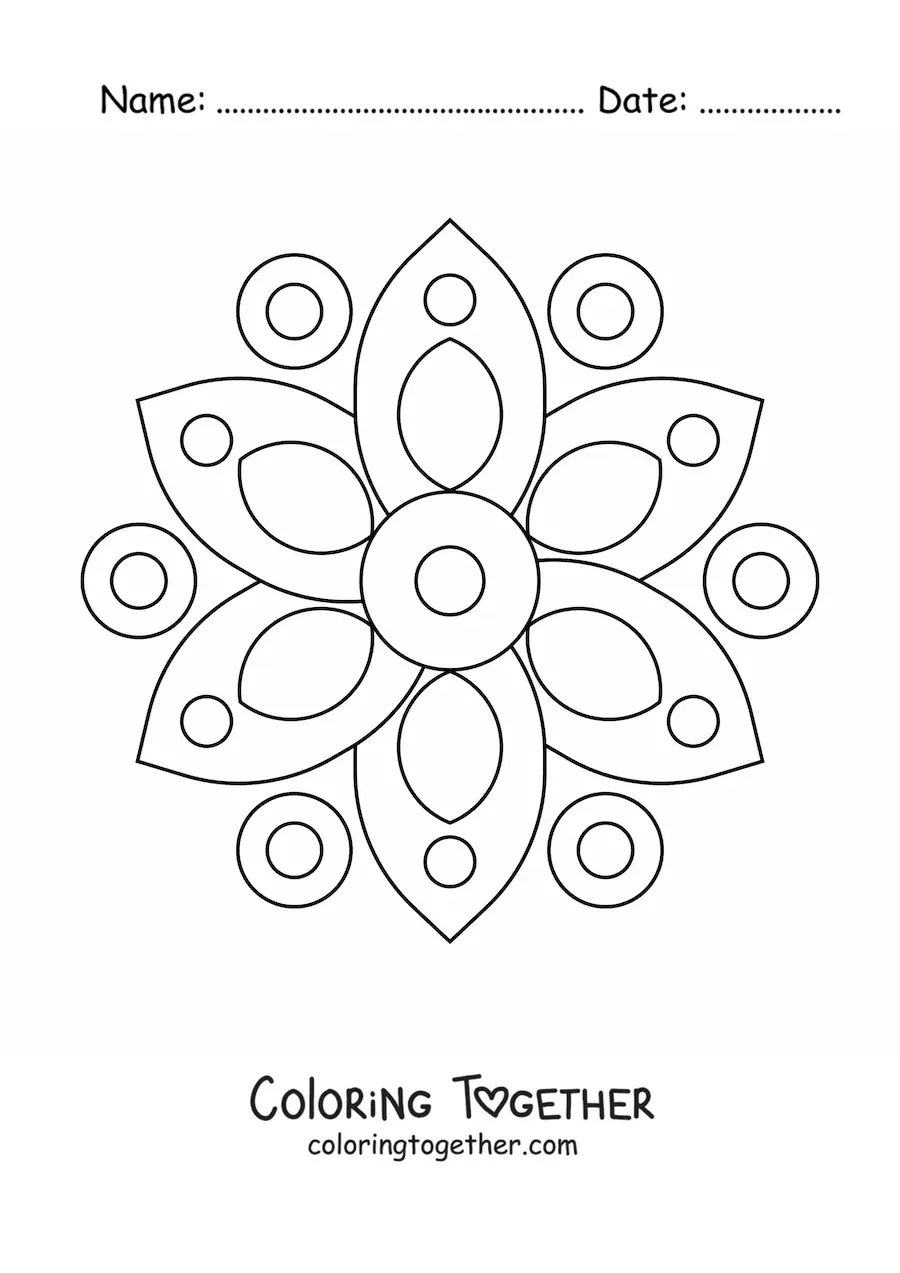 Coloring page of an easy mandala with geometric shapes