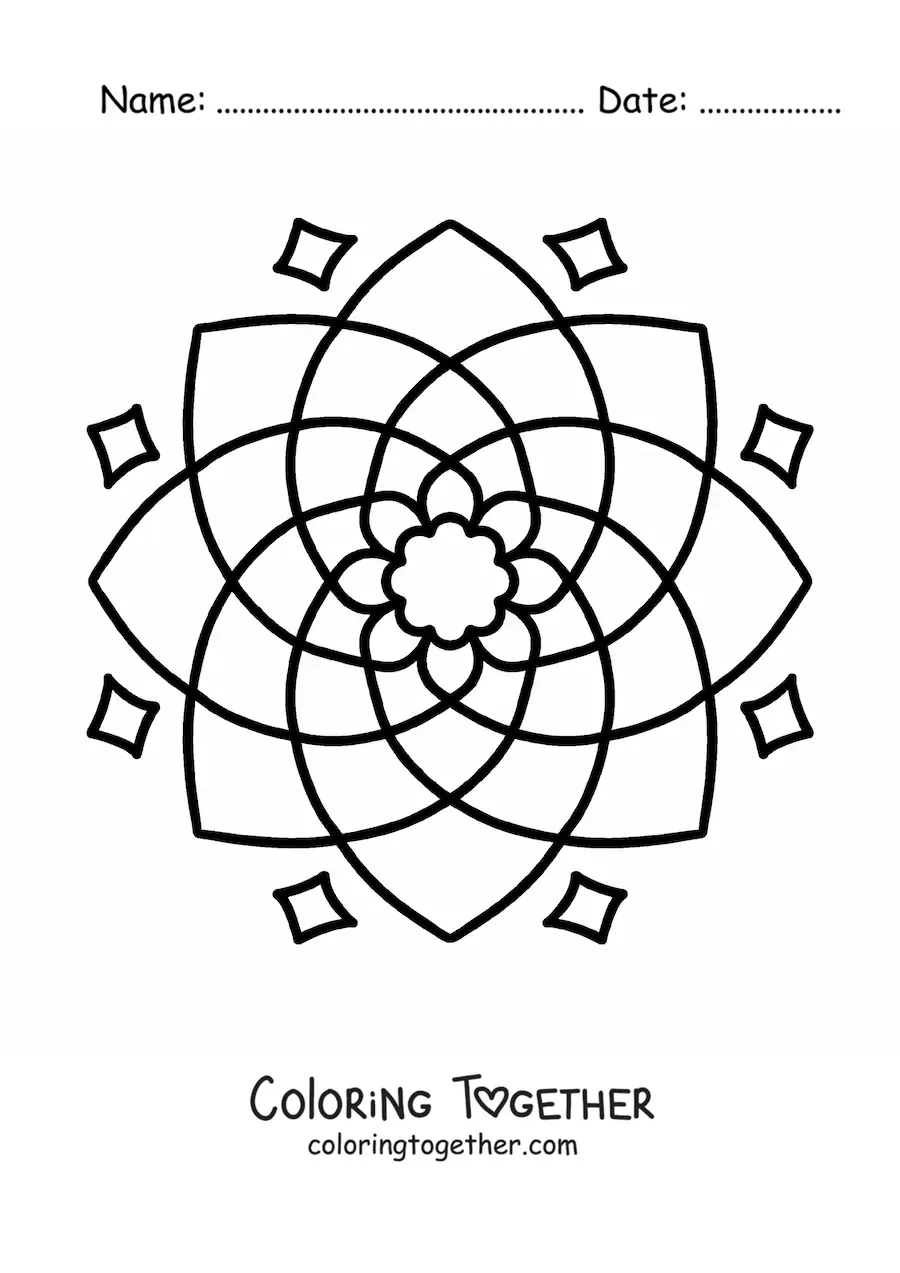 Coloring page of an easy mandala for kids