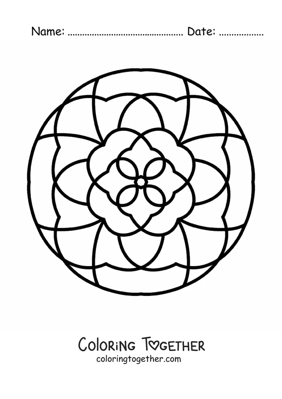 Coloring page of an easy mandala for kids