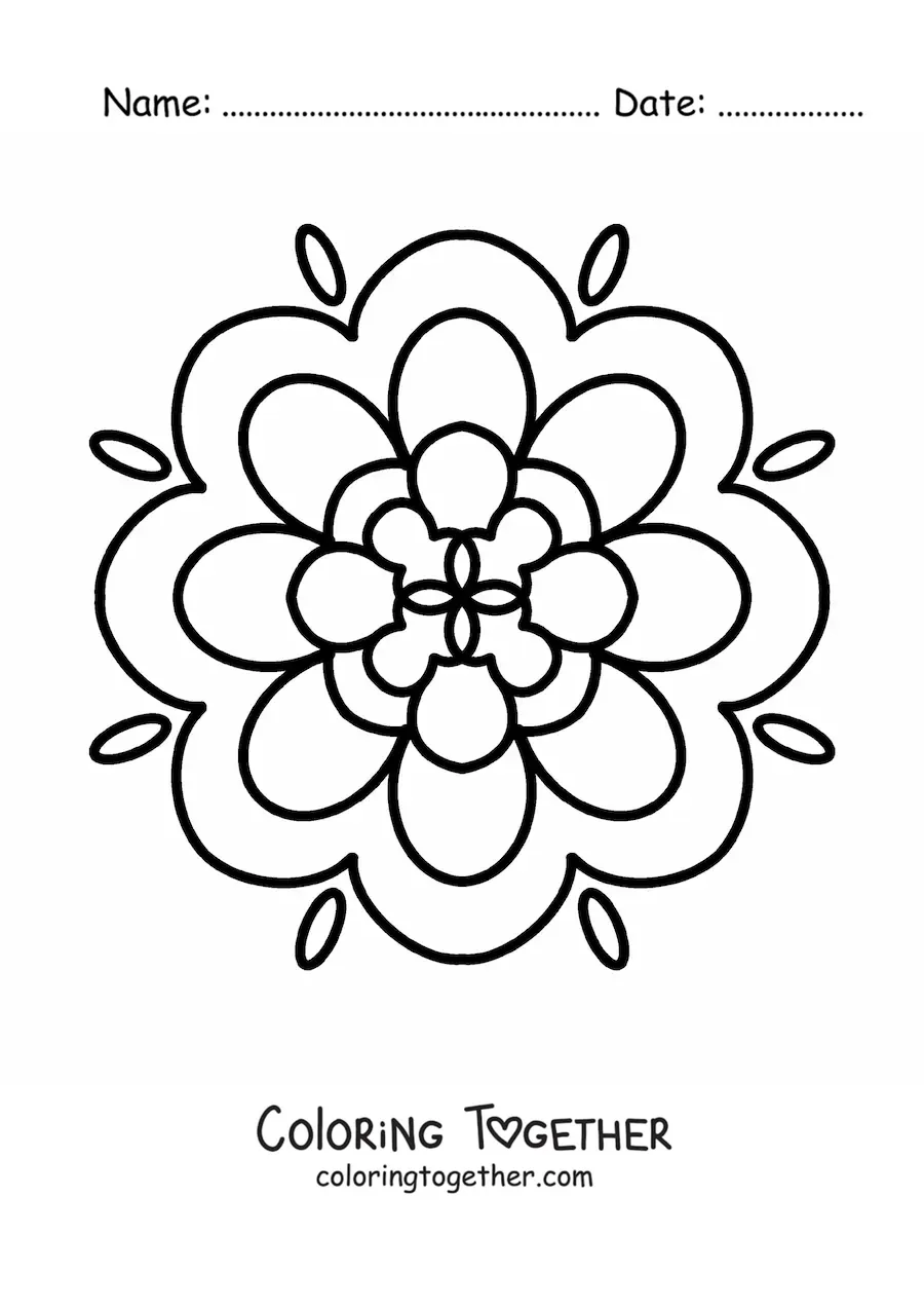 Coloring page of an easy mandala for kids