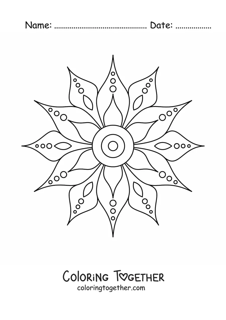 Coloring page of an easy flower mandala
