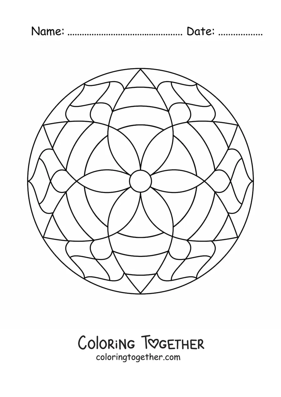 Coloring page of an easy flower mandala
