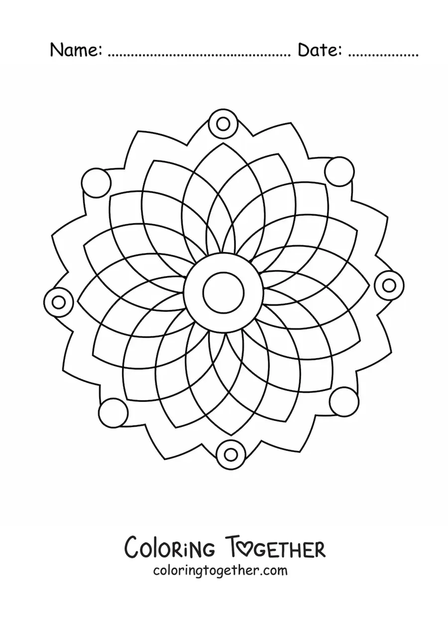 Coloring page of an easy mandala