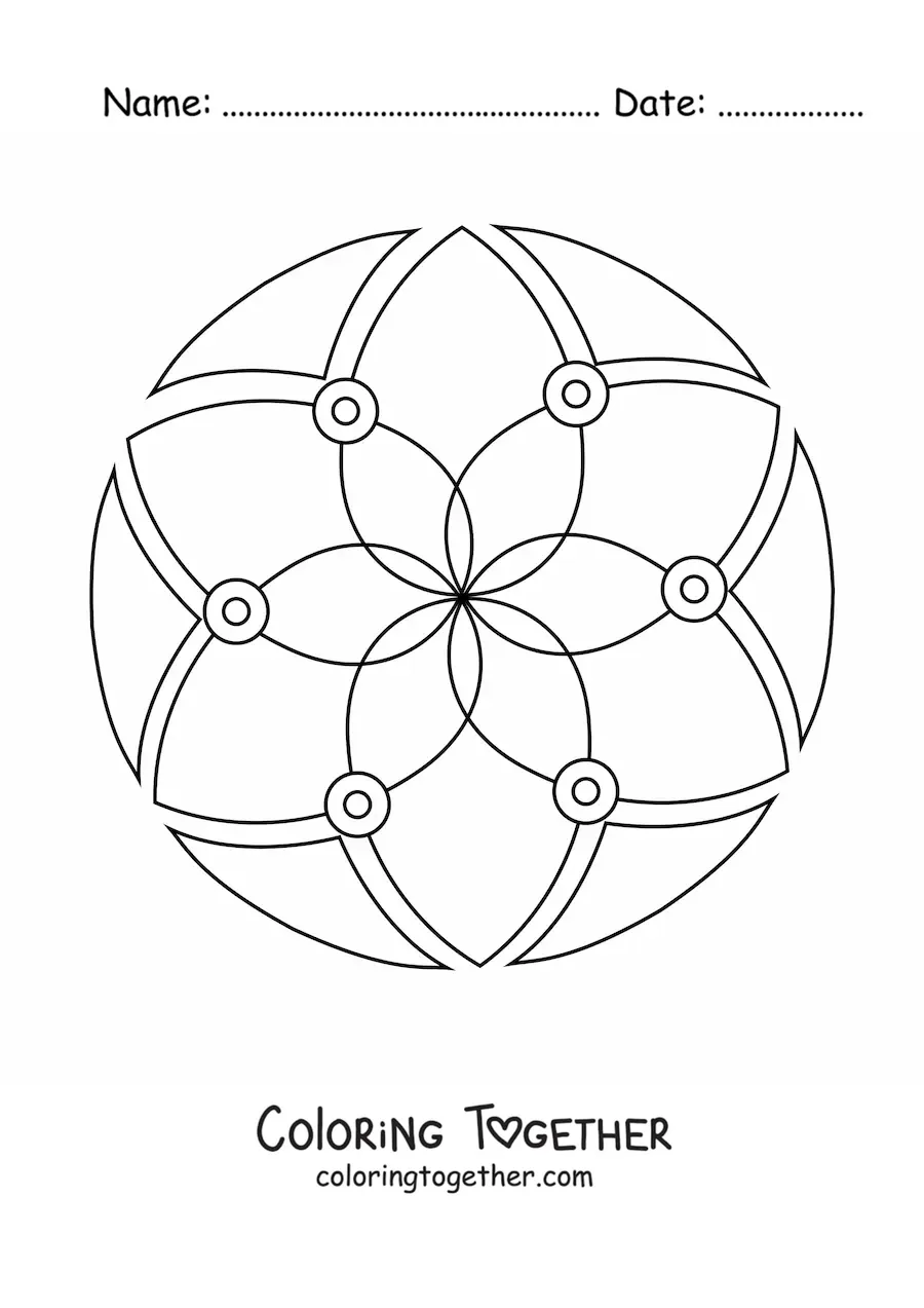 Coloring page of an easy mandala