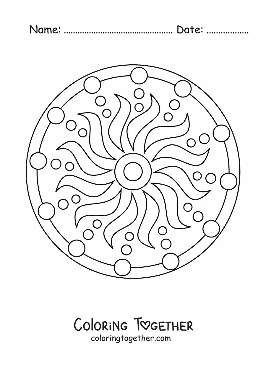 Coloring page of an easy mandala