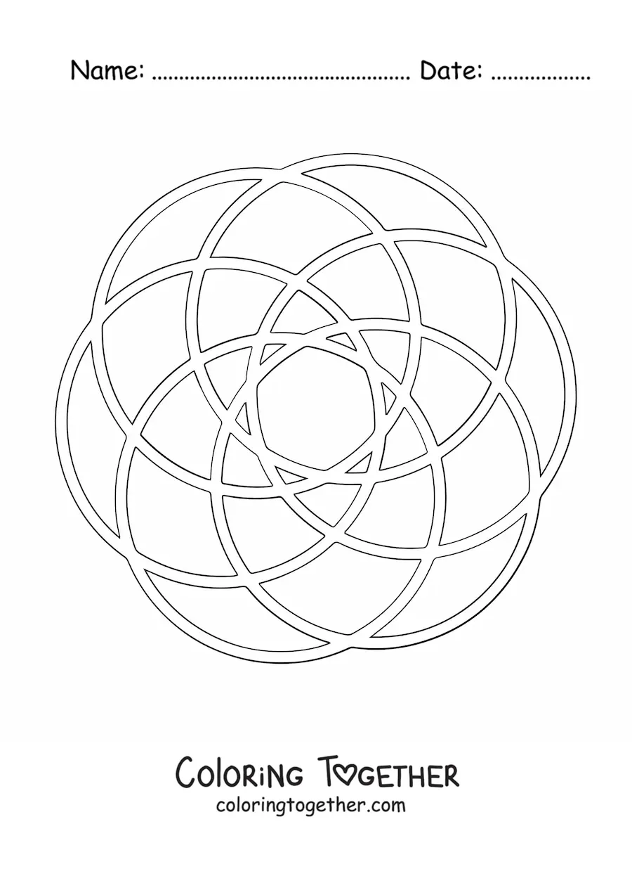Coloring page of a mandala with circles