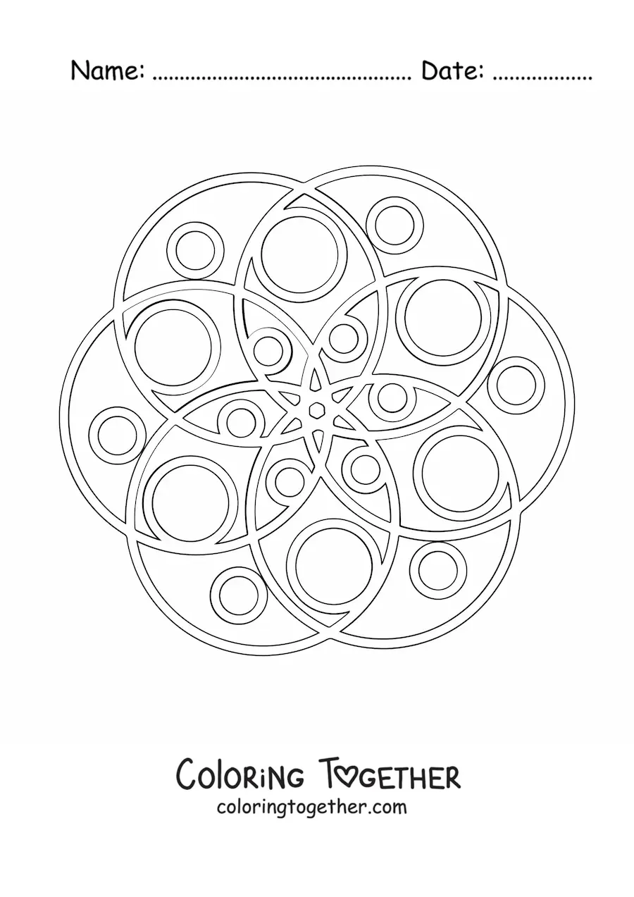 Coloring page of a mandala with circles
