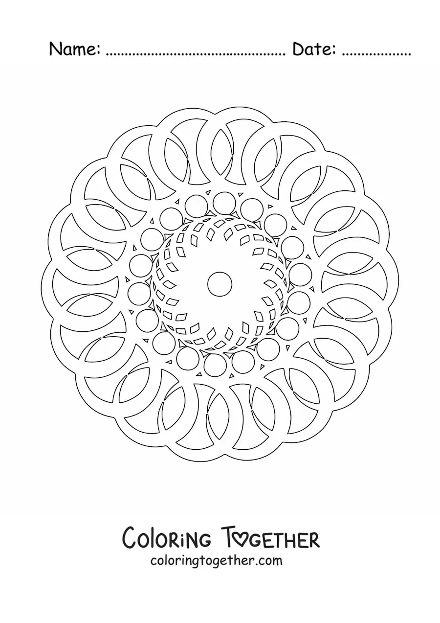 Coloring page of a mandala with circles