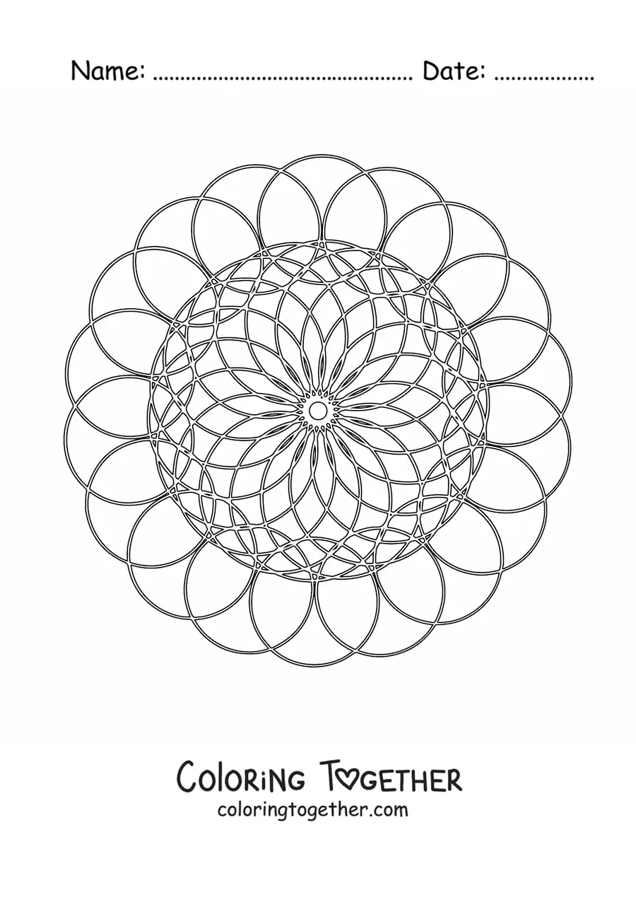 Coloring page of a mandala with circles