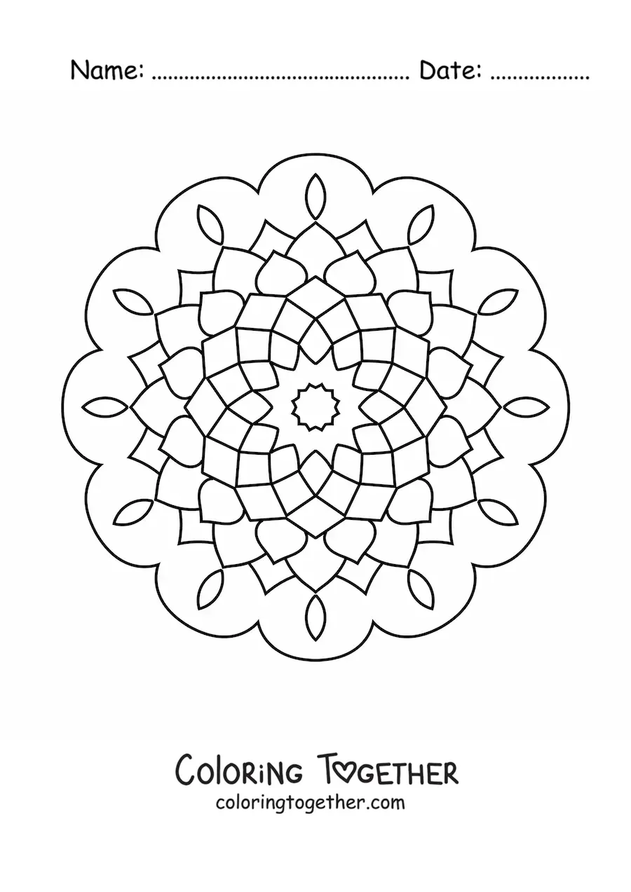 Coloring page of an easy abstract mandala