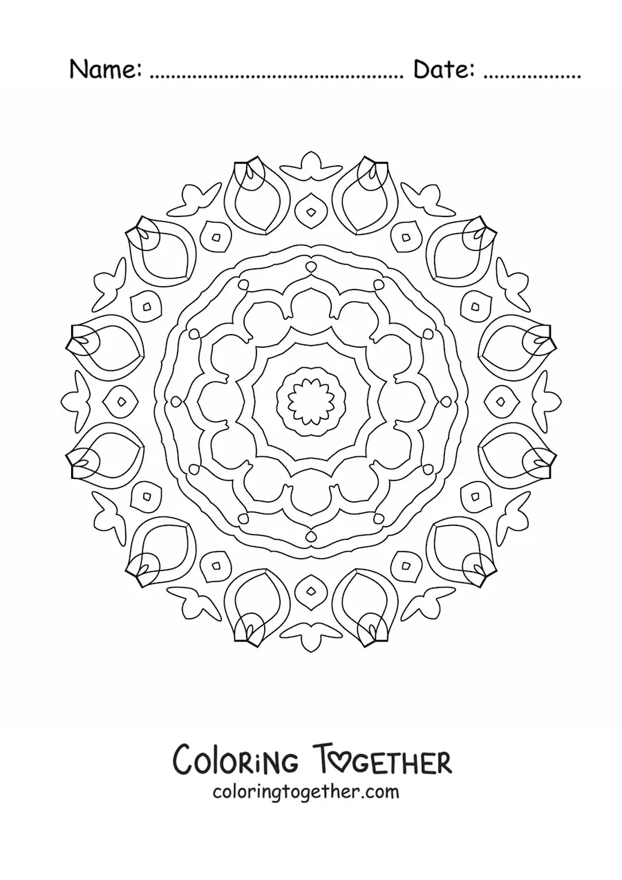 Coloring page of a simple abstract mandala