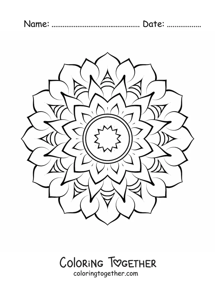 Coloring page of a simple abstract mandala