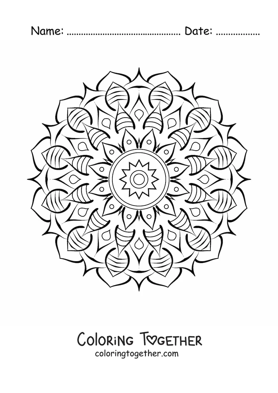 Coloring page of a simple abstract mandala