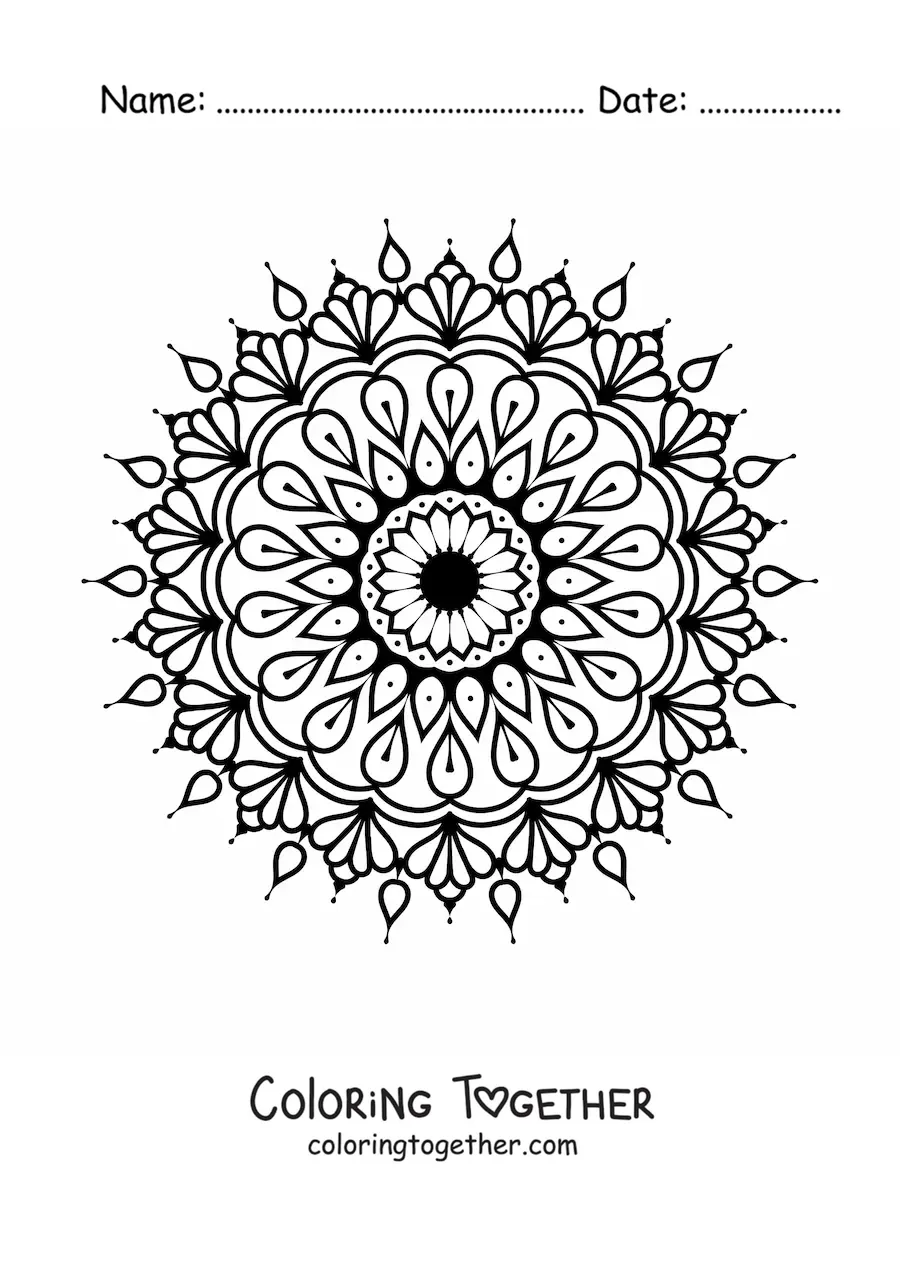 Coloring page of a simple abstract mandala