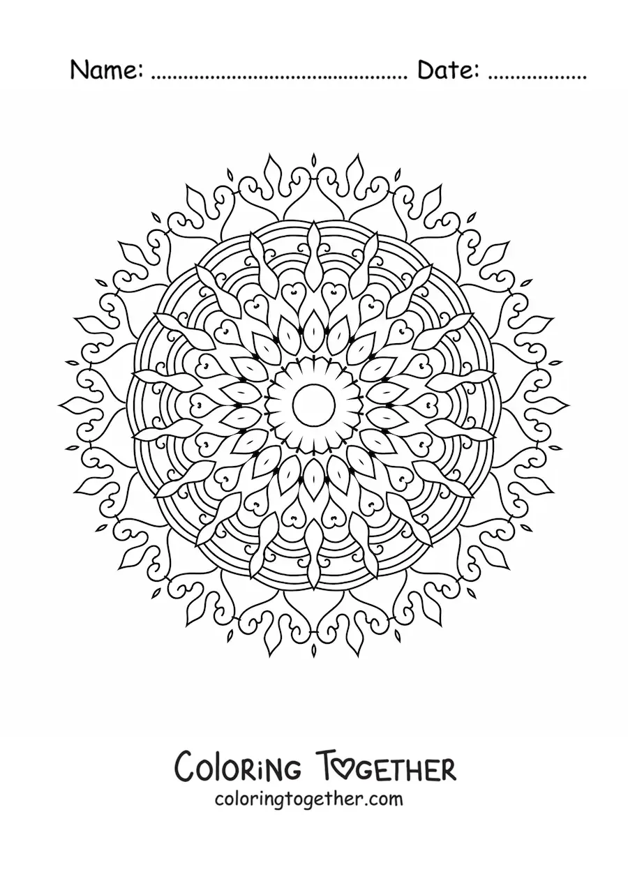 Coloring page of an abstract mandala