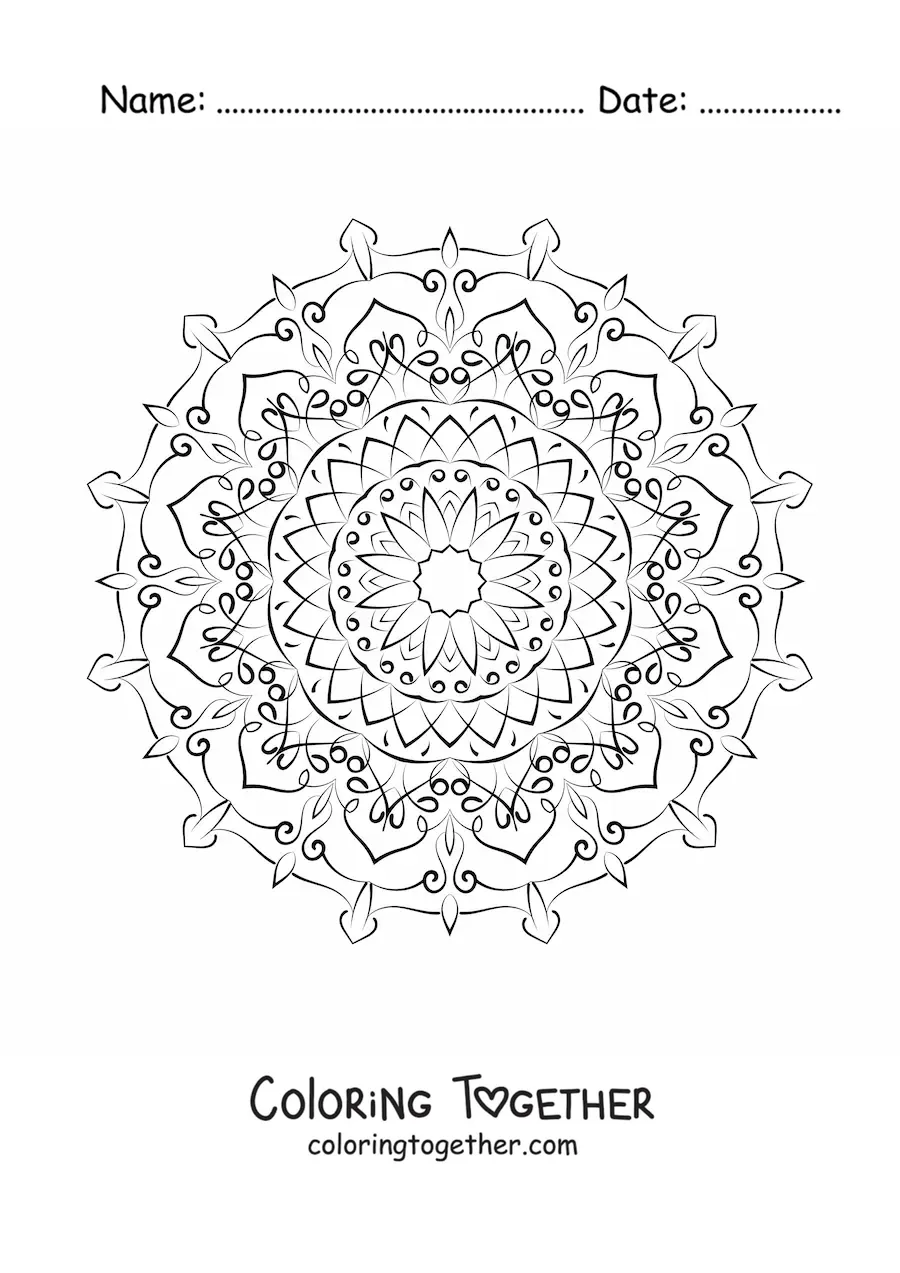 Coloring page of an abstract mandala