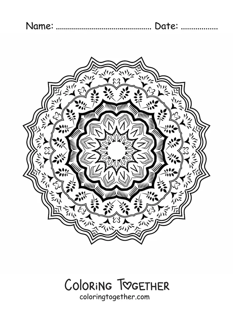Coloring page of an abstract mandala