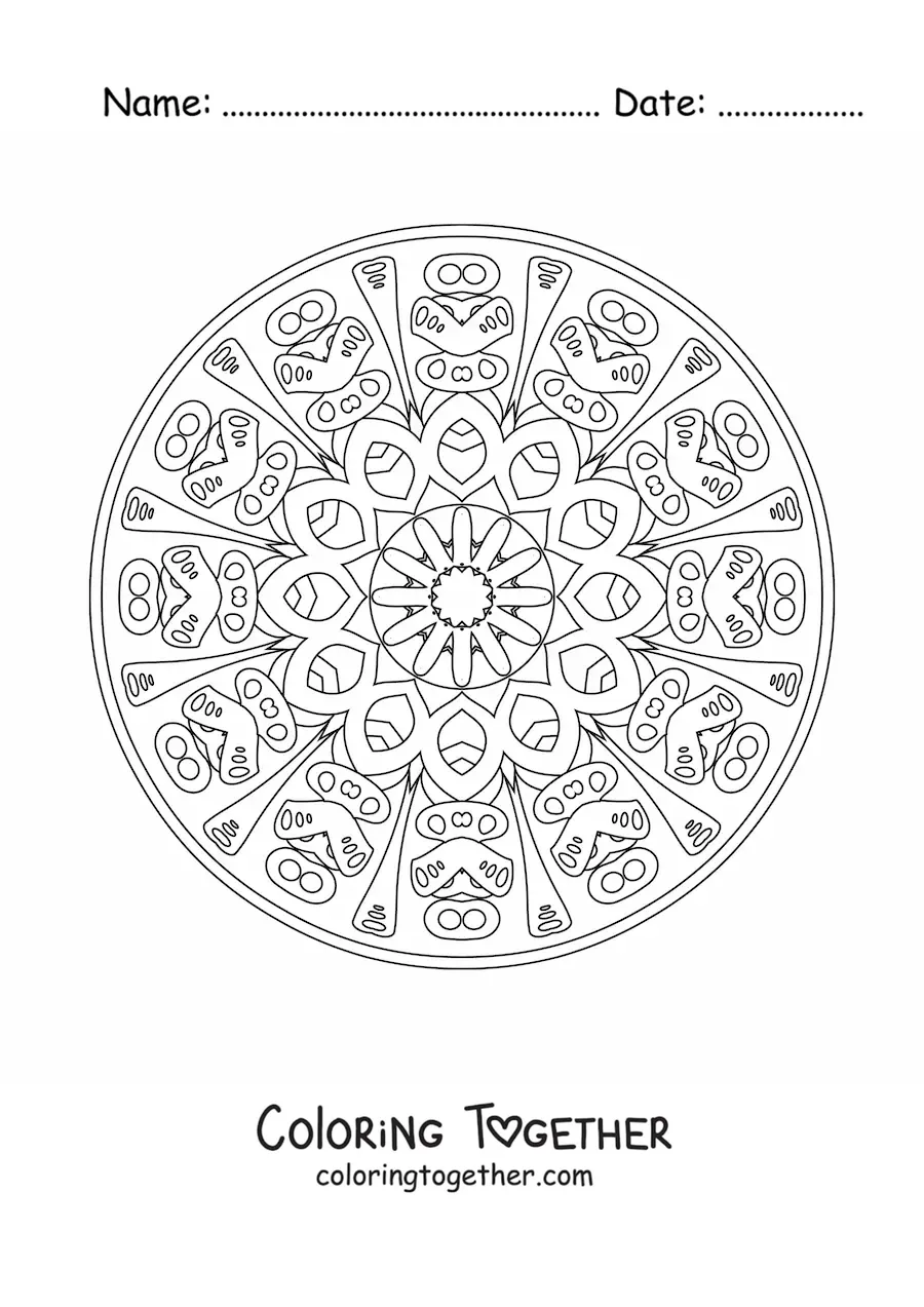 Coloring page of an abstract mandala