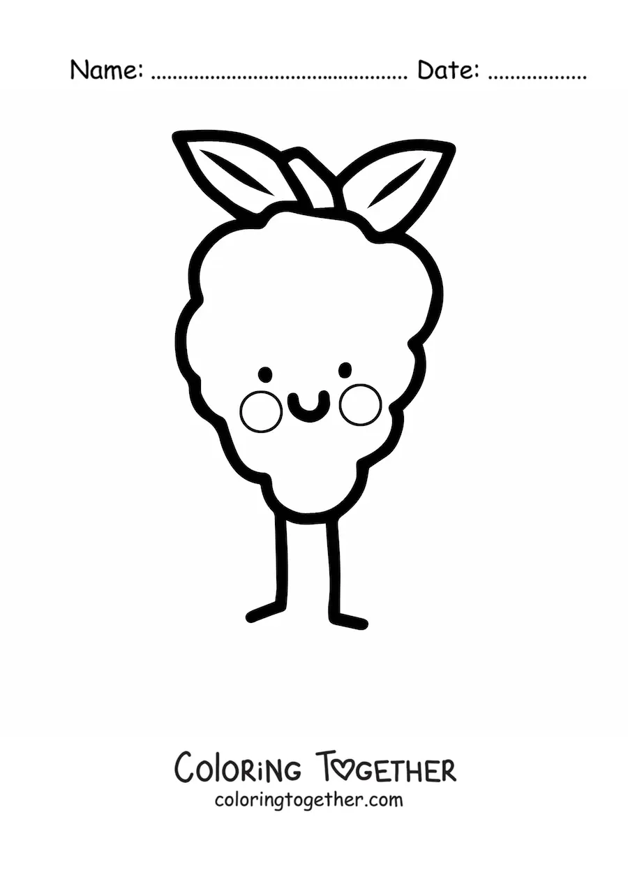 Coloring page of smiling kawaii grapes