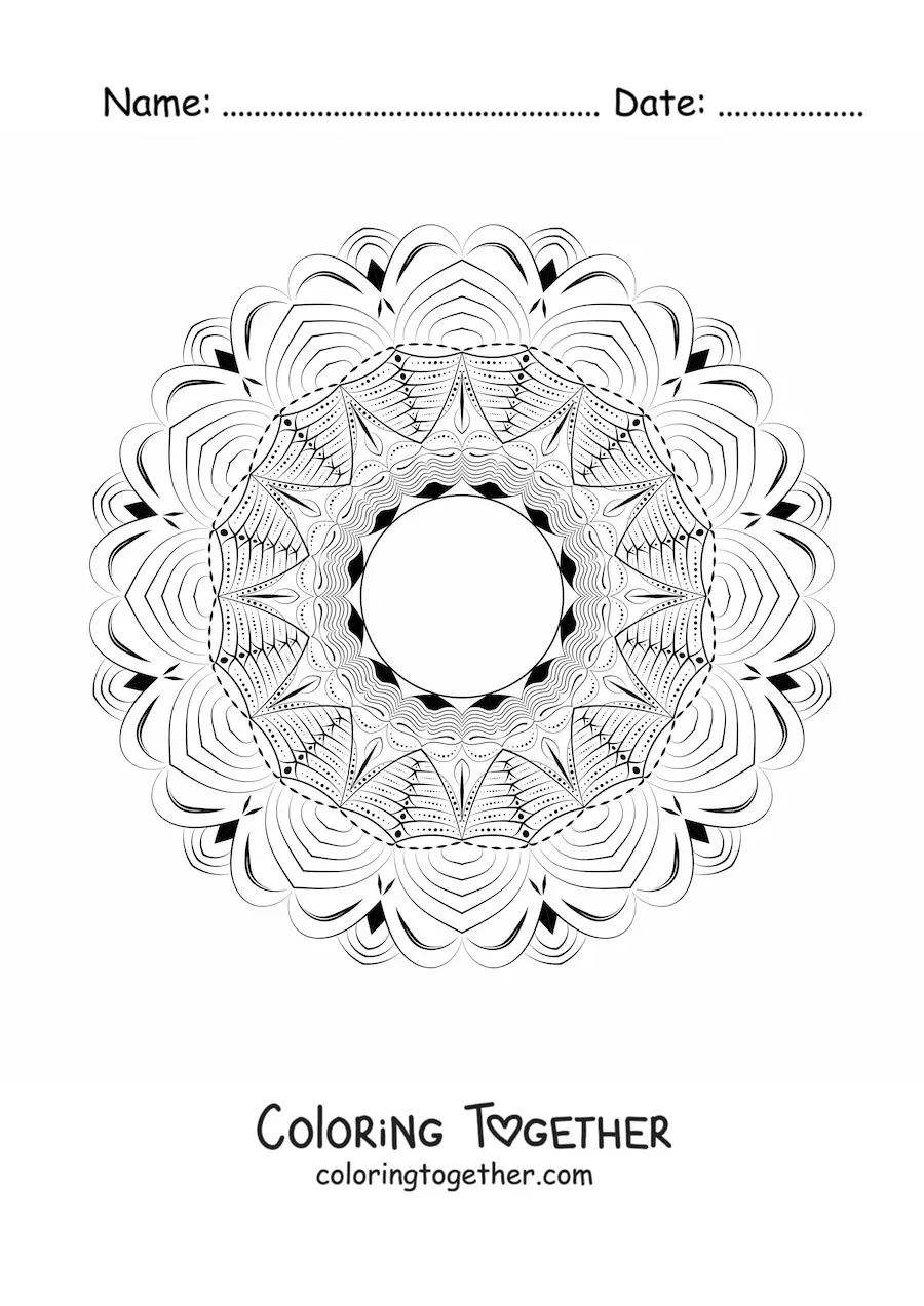 Coloring page of an abstract mandala