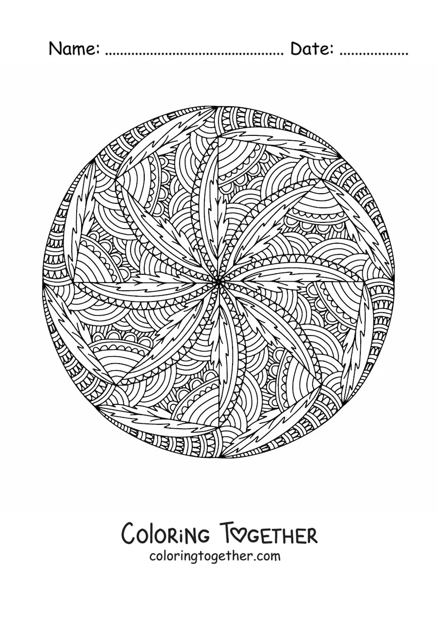 Coloring page of an abstract Zentangle style mandala