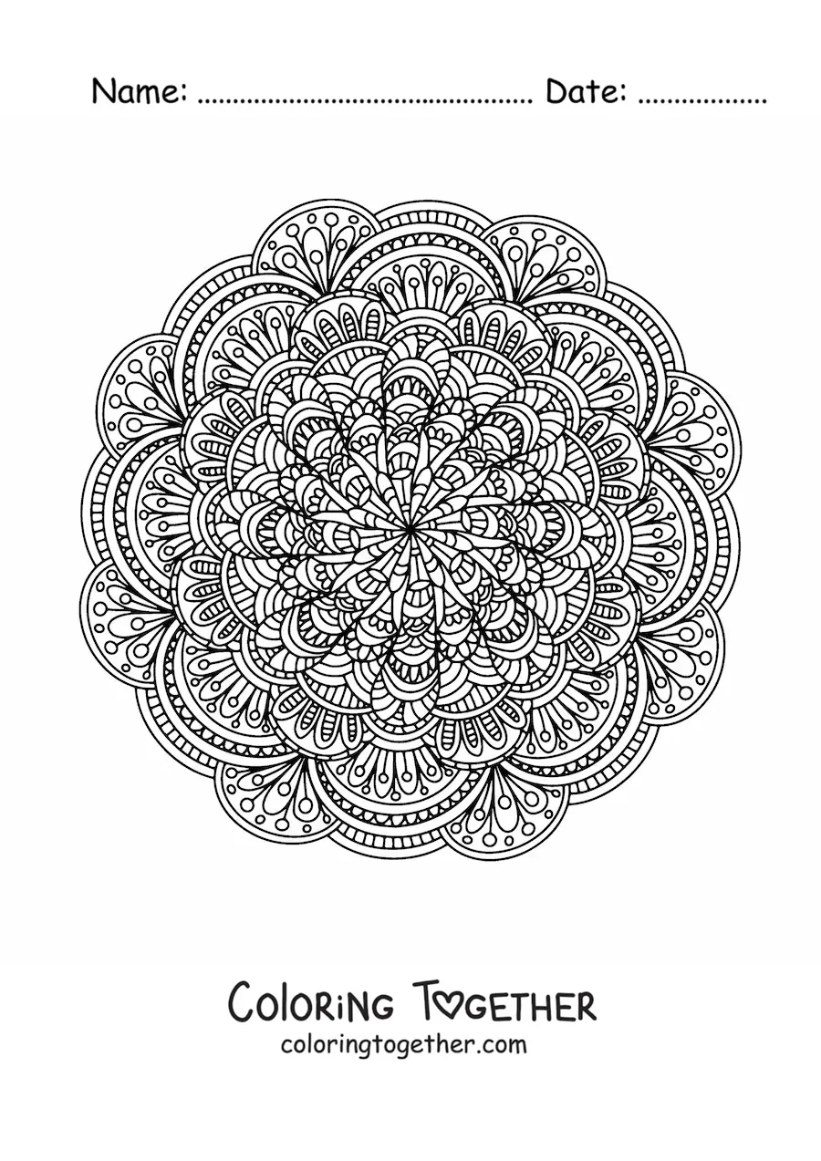 Coloring page of a difficult abstract mandala