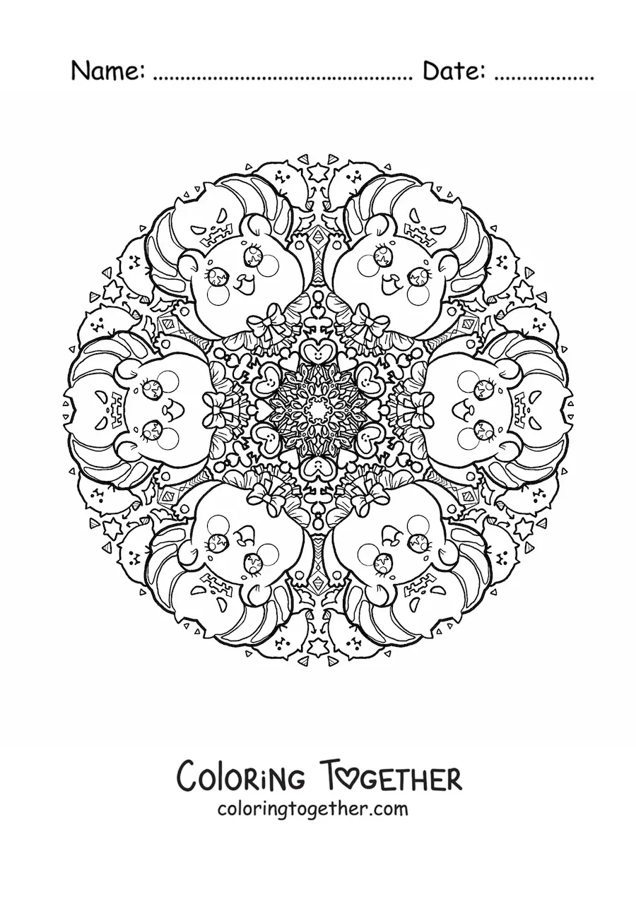 Coloring page of a Halloween mandala for kids