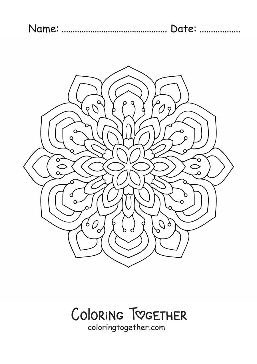 Coloring page of a mandala for older adults