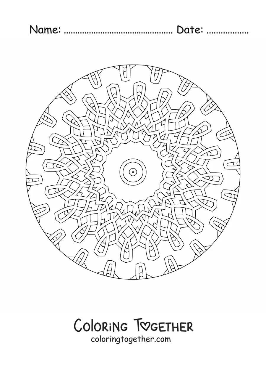 Coloring page of a mandala for older adults