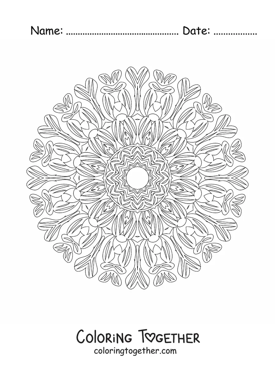 Coloring page of a mandala for adults