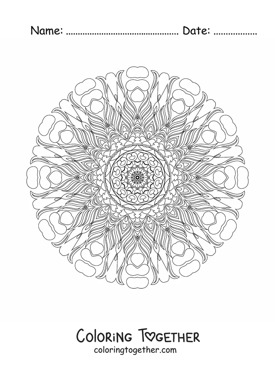 Coloring page of a relaxing mandala for adults
