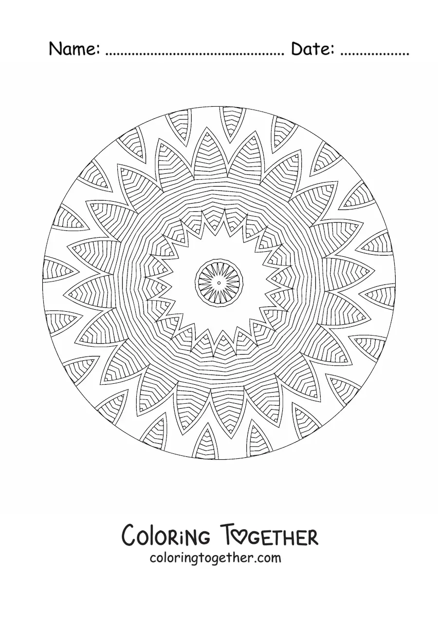 Coloring page of a relaxing mandala for adults