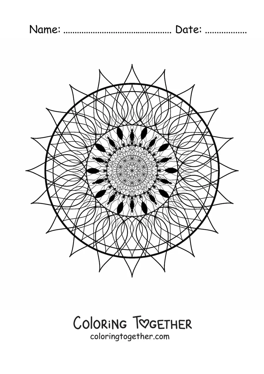 Coloring page of a reiki mandala