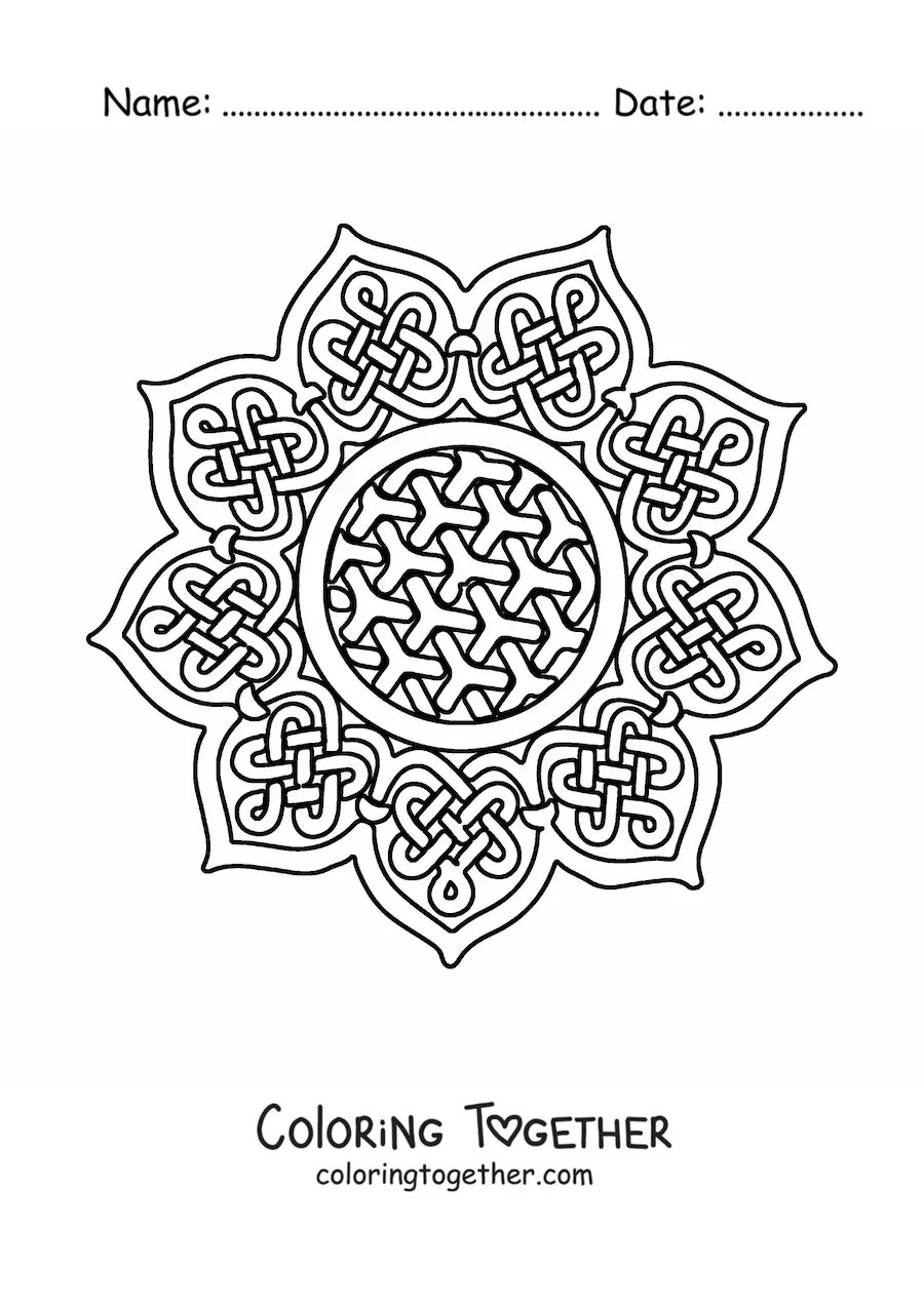 Coloring page of a Celtic mandala