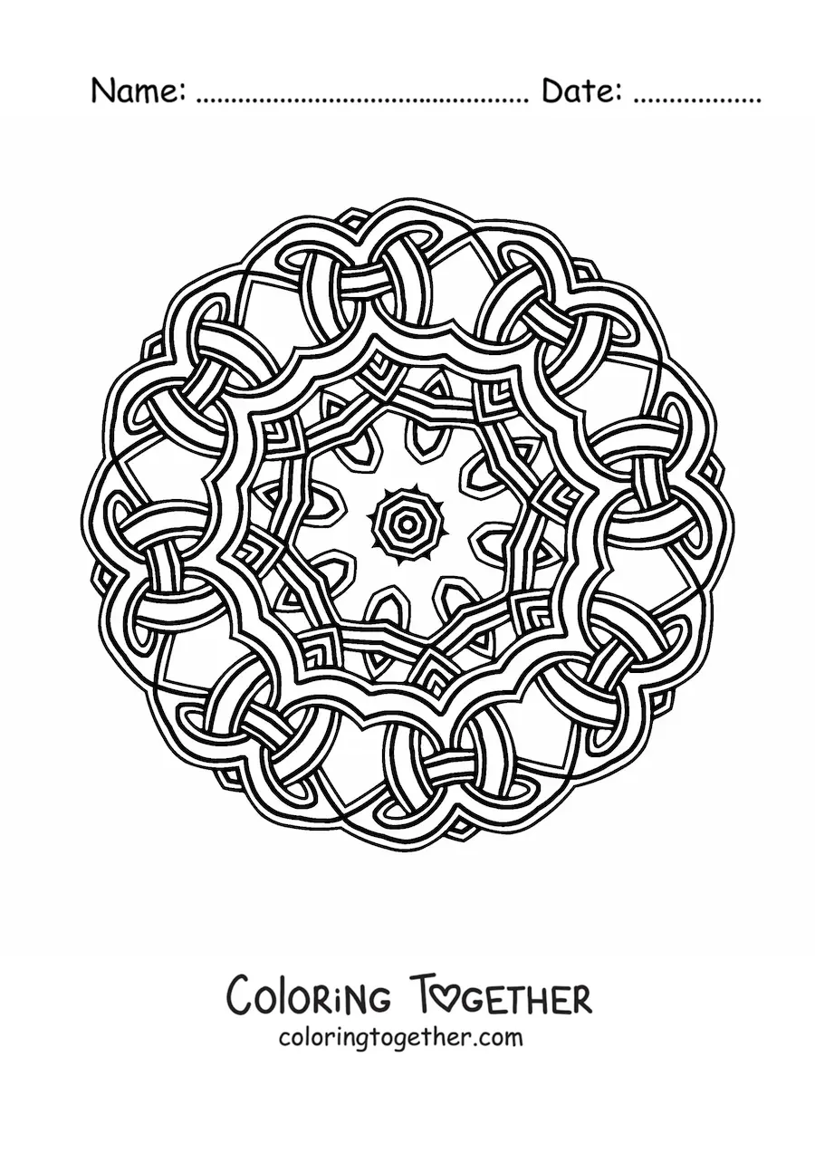 Coloring page of a Celtic mandala