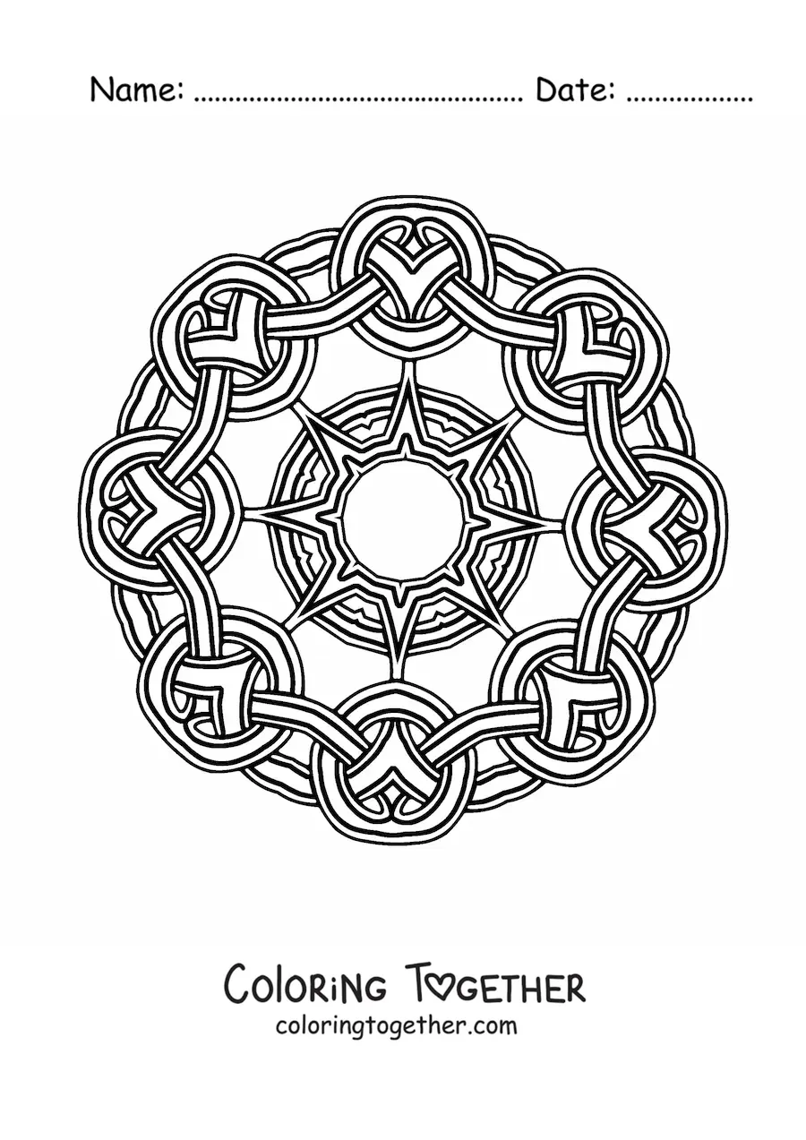 Coloring page of a Celtic mandala