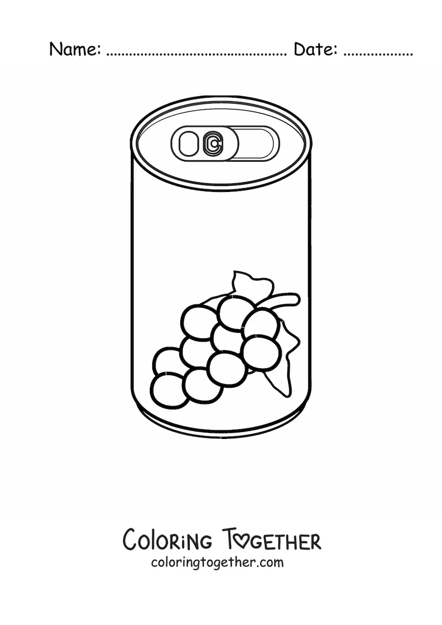 Coloring page of a can of grape soda
