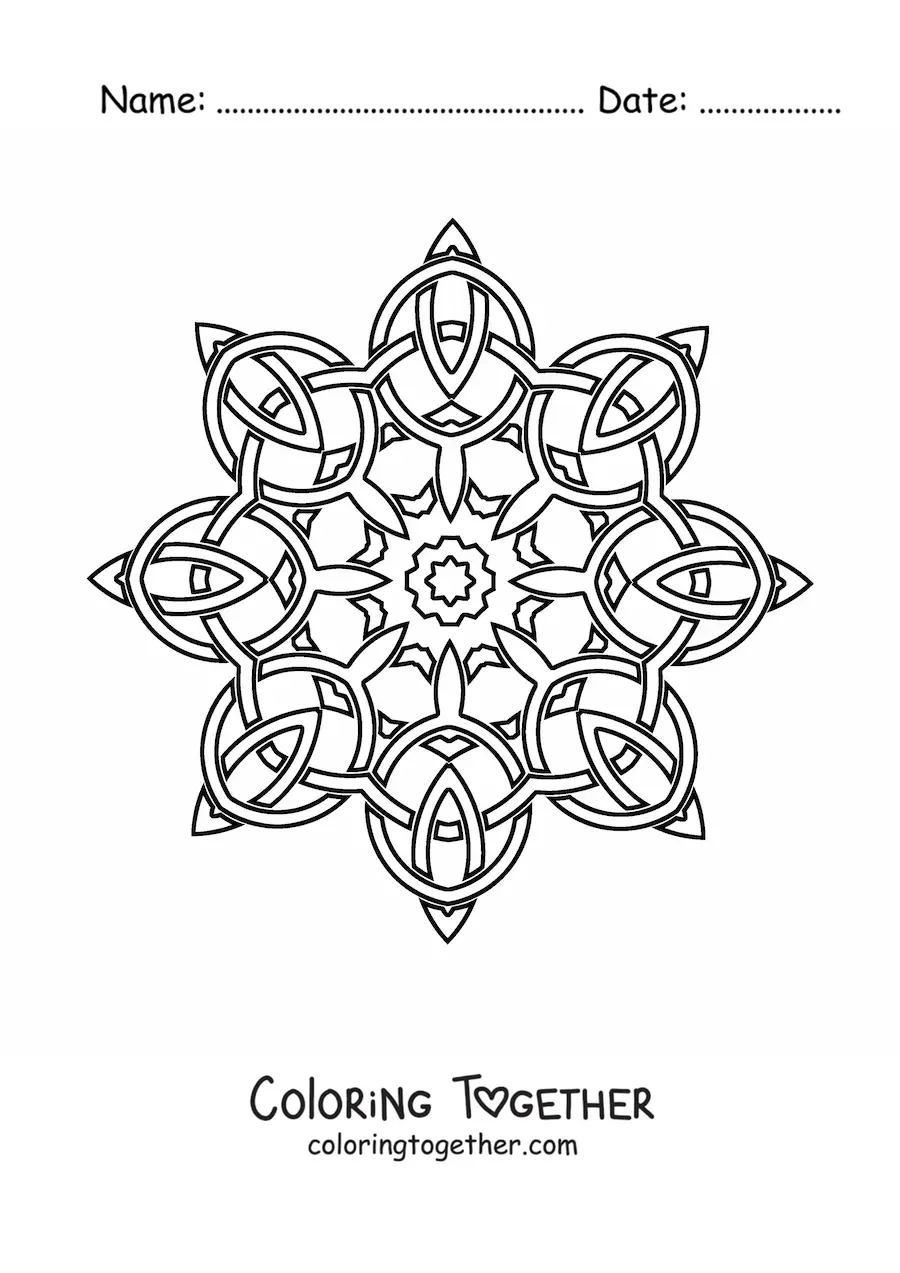 Coloring page of a Celtic mandala