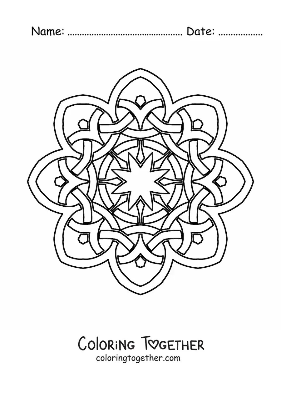 Coloring page of a Celtic mandala