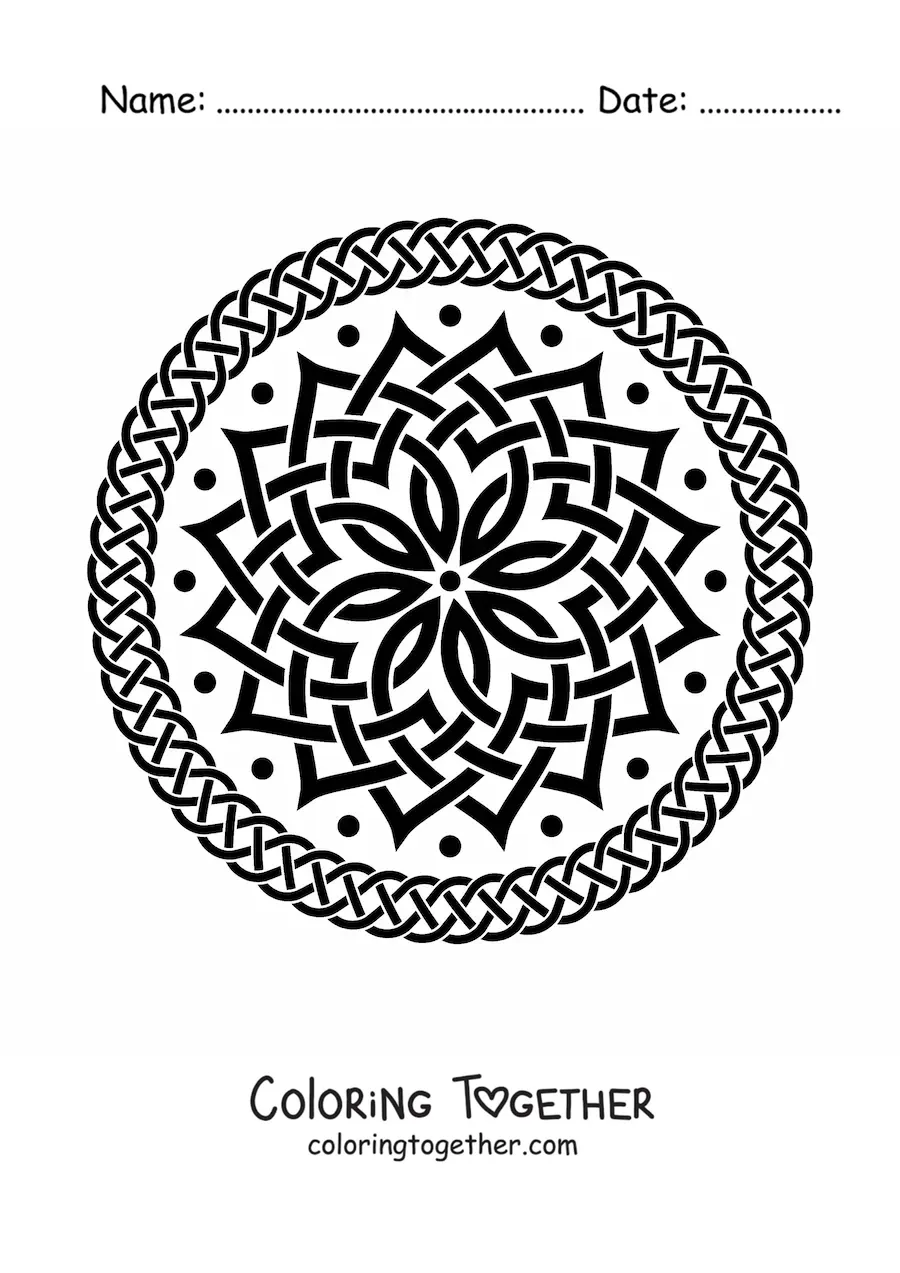 Coloring page of a Celtic mandala