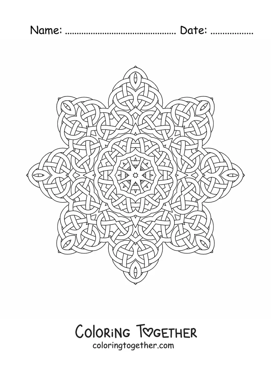 Coloring page of a Celtic mandala