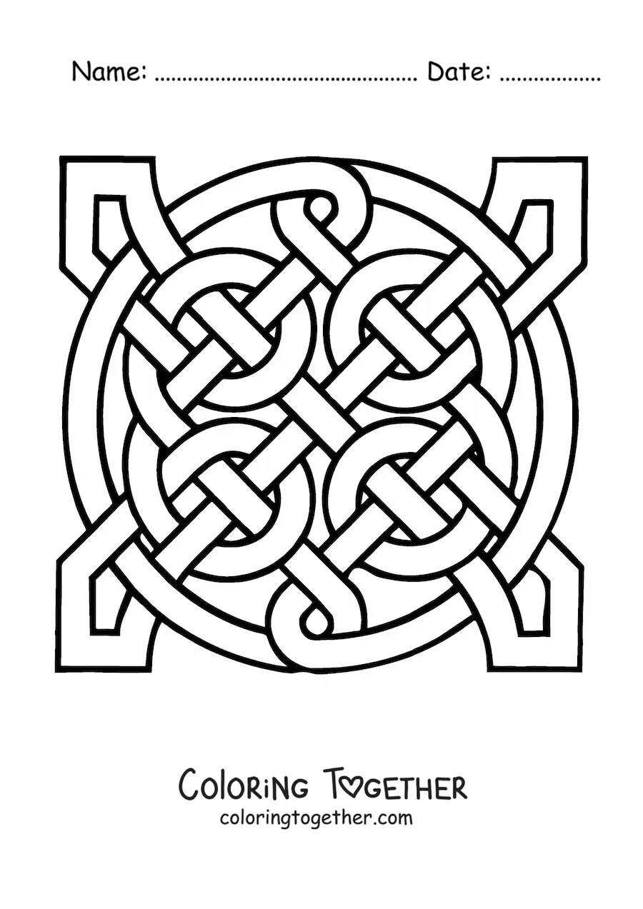 Coloring page of a Celtic knot mandala