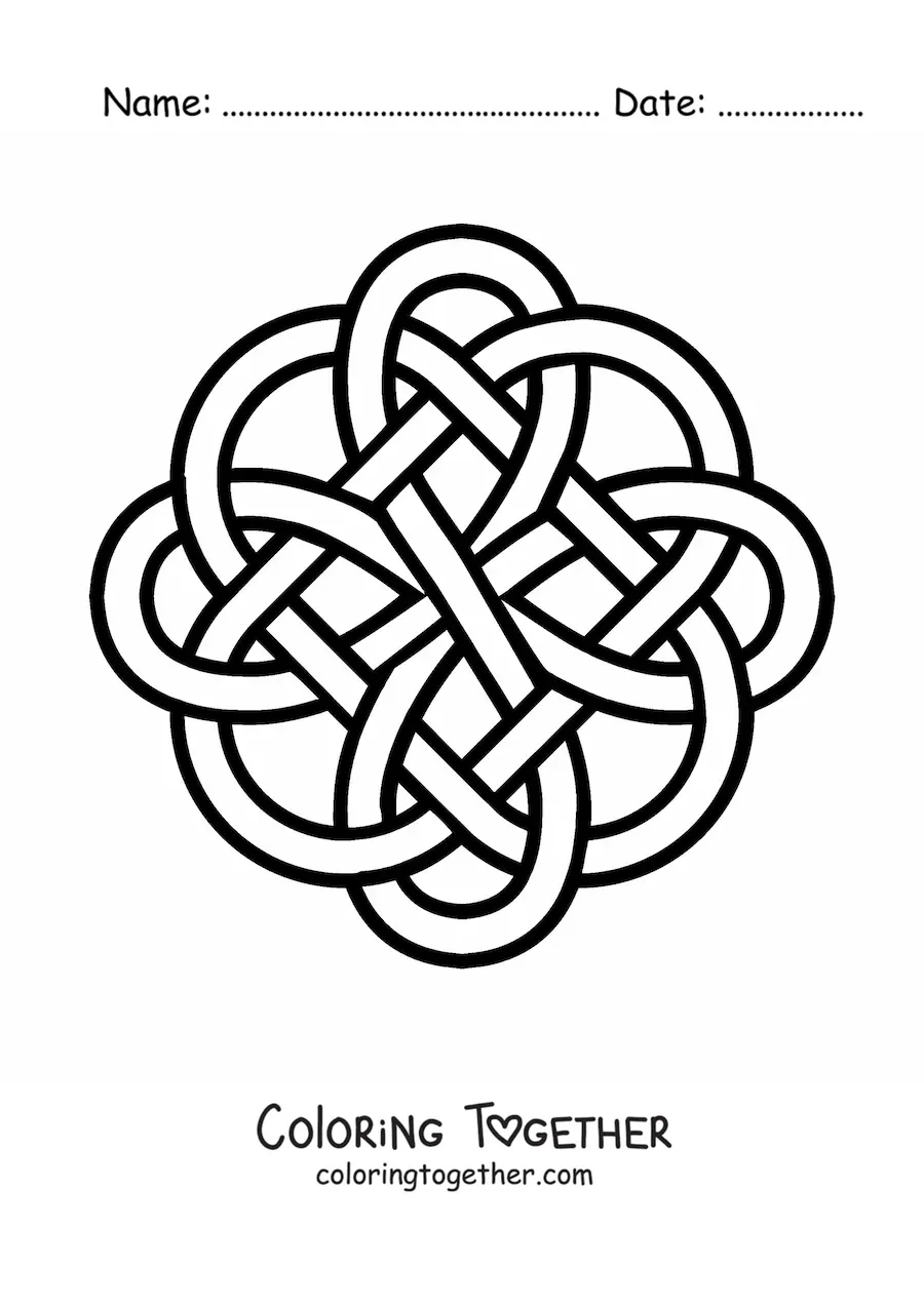 Coloring page of a Celtic knot mandala
