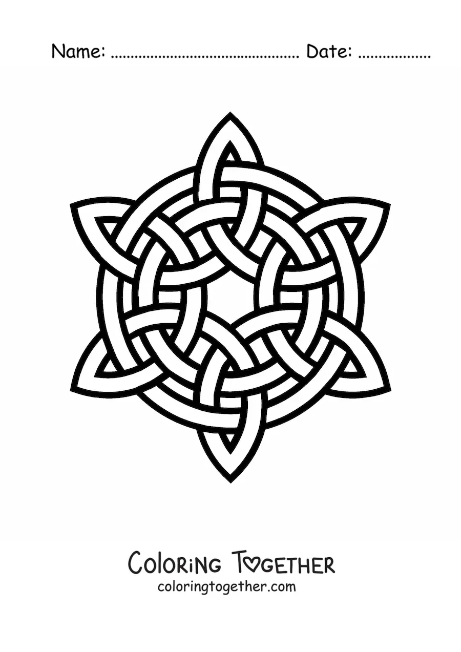 Coloring page of a Celtic knot mandala